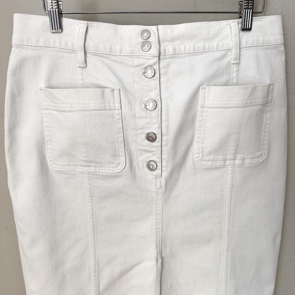 Madewell High Slit Denim Midi Skirt White Button Front Size 31 Style H8851 - Picture 5 of 16